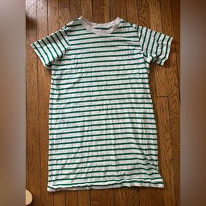Everlane Green and White Striped T-Shirt Dress - Size Medium